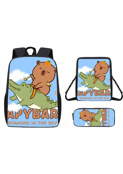 Kapi Bara Karikatür Öğrenci Okul Çantası Omuz Çantası Crossbody Çanta Kalem Çantası (Yurt Dışından)