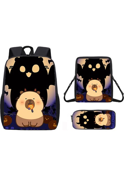 Kapi Bara Karikatür Öğrenci Okul Çantası Omuz Çantası Crossbody Çanta Kalem Çantası (Yurt Dışından)