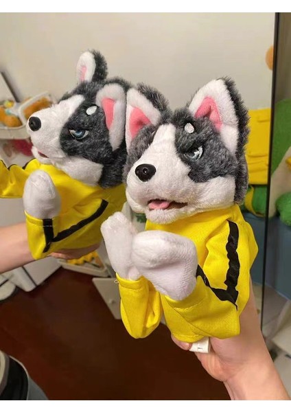 Husky Boks Köpeği Peluş Oyuncak Interaktif El Kuklası Oyuncak Eln Sesli (Yurt Dışından)