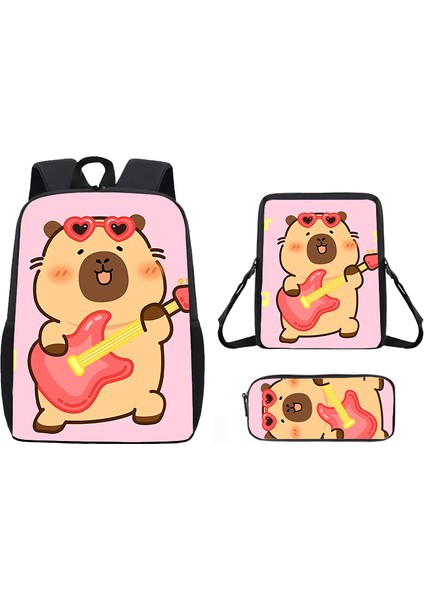 Kapi Bara Karikatür Öğrenci Okul Çantası Omuz Çantası Crossbody Çanta Kalem Çantası (Yurt Dışından)