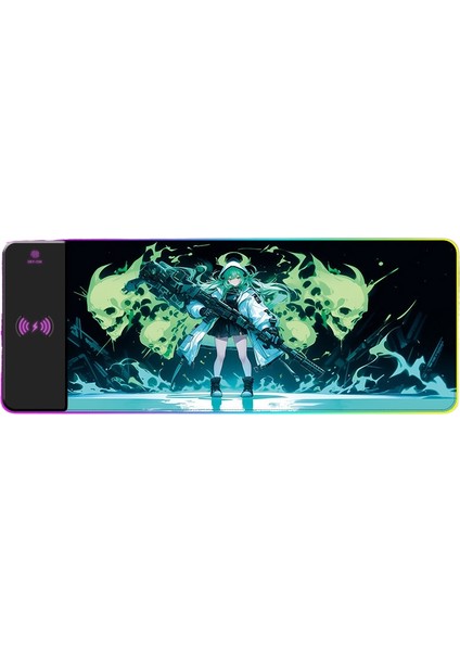 Rgb Kablosuz Şarj Işık Yayan Mouse Pad Sevimli Karikatür Anime Oyun Atmosferi Dizüstü Ofis Klavye Mat (Yurt Dışından)