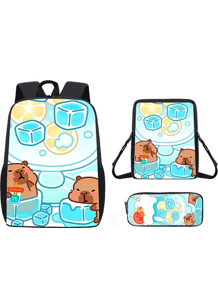 Kapi Bara Karikatür Öğrenci Okul Çantası Omuz Çantası Crossbody Çanta Kalem Çantası (Yurt Dışından)