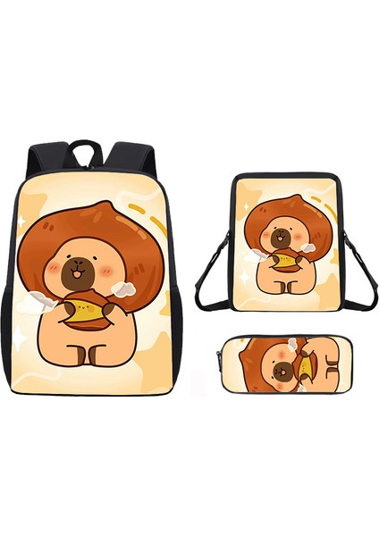 Kapi Bara Karikatür Öğrenci Okul Çantası Omuz Çantası Crossbody Çanta Kalem Çantası (Yurt Dışından)