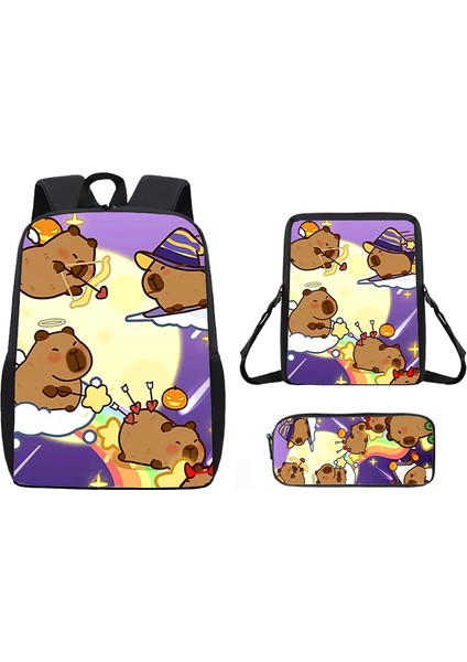 Kapi Bara Karikatür Öğrenci Okul Çantası Omuz Çantası Crossbody Çanta Kalem Çantası (Yurt Dışından)
