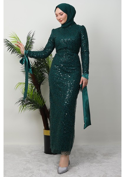 Sena Pullu Elbise Zümrüt fiyatları