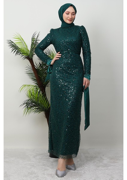 Sena Pullu Elbise Zümrüt fırsatları