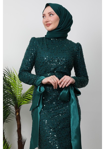 Sena Pullu Elbise Zümrüt indirimleri