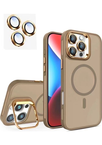Apple iPhone 16 Pro Max Kılıf Magsafe Şarj Özellikli Standlı Teknocase Protective Kapak – Lens Koruma +