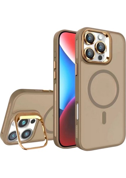 Apple iPhone 16 Pro Max Kılıf Magsafe Şarj Özellikli Standlı Teknocase Protective Kapak – Lens Koruma +
