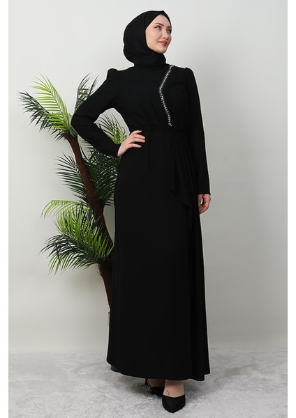 Sırma Örgülü Krep Elbise Siyah modelleri
