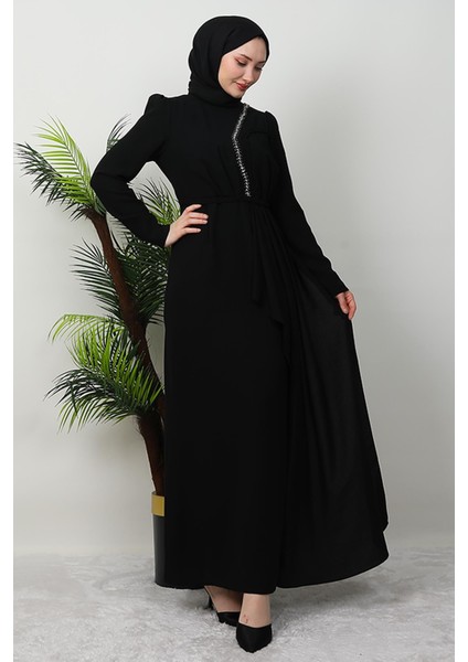 Sırma Örgülü Krep Elbise Siyah fırsatları