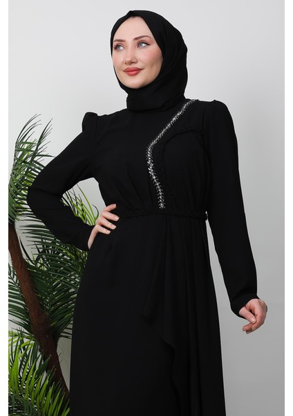 Sırma Örgülü Krep Elbise Siyah indirimleri