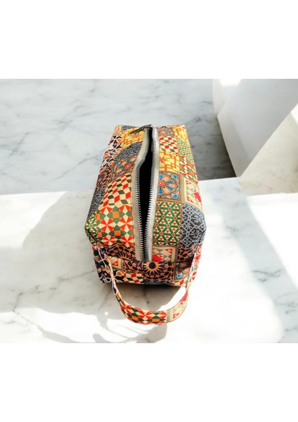 Desenli Makyaj Çantası Ve Seyahat Çantası - 2li Kozmetik Çanta Seti - Antares modelleri