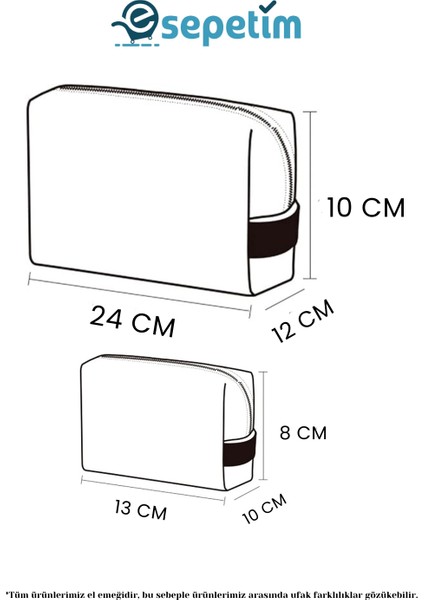 Desenli Makyaj Çantası Ve Seyahat Çantası - 2li Kozmetik Çanta Seti - Antares indirimleri