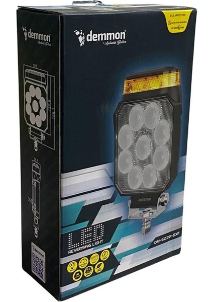 12V-24V Çalışma Lambası Kare Çakarlı (9 x 3W Power Ledli) (156*101 Mm)