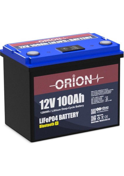 Orıon Akü Lıfepo4 12100B 12V 100AH Bluetooth Ekranlı