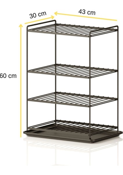 4 Katlı Metal Raf Organizer Ayakkabılık Havluluk Siyah EG208 modelleri