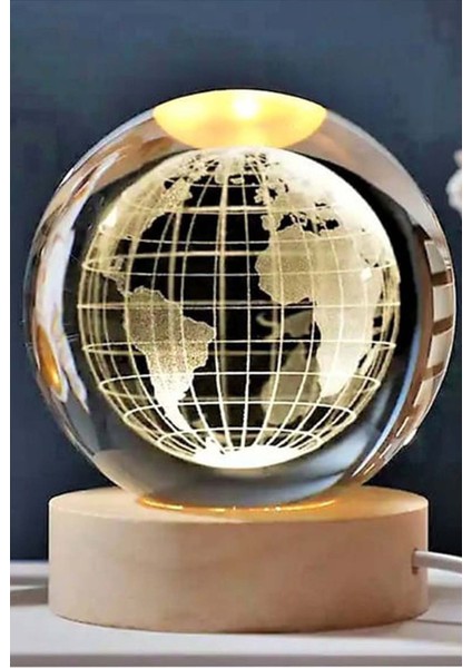 Işıklı Cam Küre LED Işıklı Dünya Görselli Işıklı Cam Küre Hediyelik Dekor Masa Süsü fiyatları