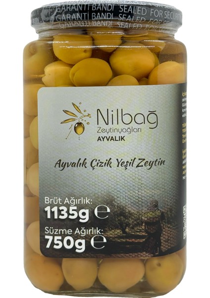 Ayvalık Çizik Yeşil Zeytin 850 cc Cam Kavanoz