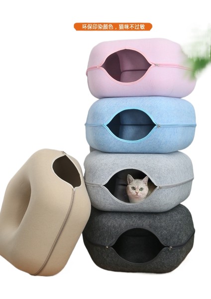 Donut Kedi Kumu Dört Mevsim Kedi Tüneli Yarı Kapalı Çıkarılabilir (Yurt Dışından)