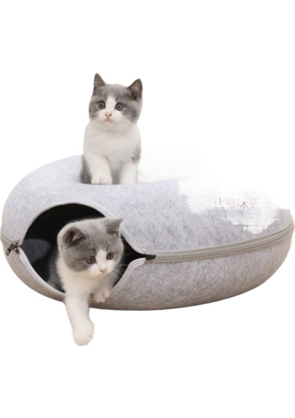 Donut Kedi Kumu Dört Mevsim Kedi Tüneli Yarı Kapalı Çıkarılabilir (Yurt Dışından)