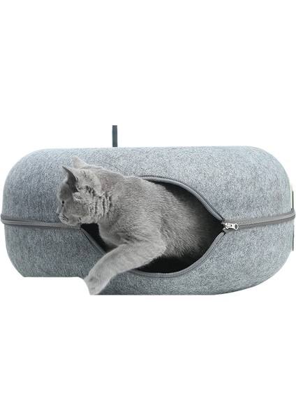 Donut Kedi Kumu Dört Mevsim Keçe Kedi Tüneli Yarı Kapalı Çıkarılabilir (Yurt Dışından)
