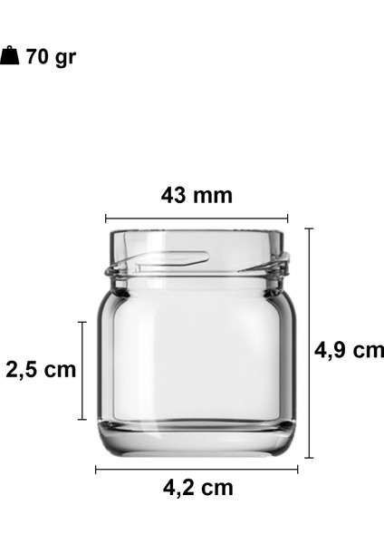 40 cc Kavanoz Metal Siyah Konserve Kapaklı 40 ml Şeffaf Küçük Numune Cam Kavanoz 1 Adet