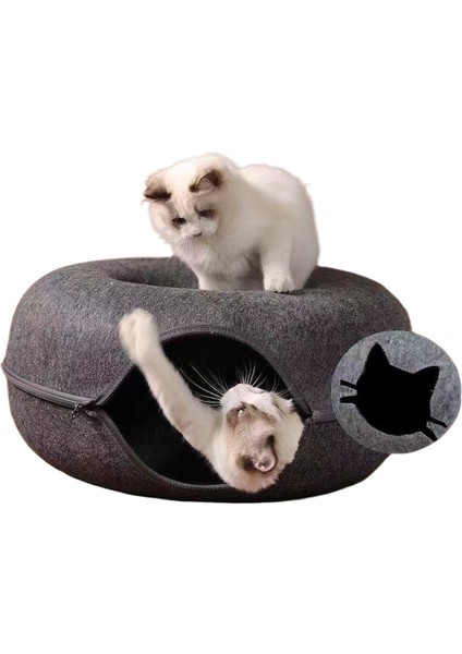 Donut Kedi Kumu Dört Mevsim Kedi Tüneli Yarı Kapalı Çıkarılabilir (Yurt Dışından)
