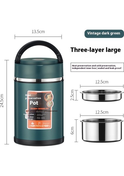 304 Paslanmaz Çelik Yalıtımlı Kova Bento Öğle Yemeği Kutusu (Yurt Dışından)