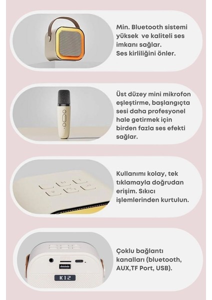 Rgb Işıklı Karaoke Mikrofon & Bluetooth Hoparlör – Taşınabilir Kablosuz Mikrofonlu Hoparlör Seti