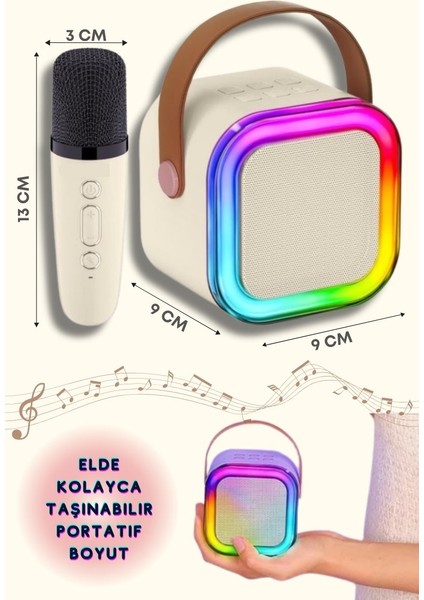 Rgb Işıklı Karaoke Mikrofon & Bluetooth Hoparlör – Taşınabilir Kablosuz Mikrofonlu Hoparlör Seti