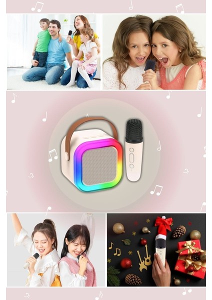 Rgb Işıklı Karaoke Mikrofon & Bluetooth Hoparlör – Taşınabilir Kablosuz Mikrofonlu Hoparlör Seti