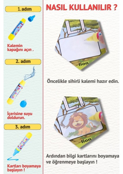 Sihirli Su Boyama Alfabe Kartları–eğitici Gelişim Kartları-Ingilizce 3+ Yaş Çocuklar Için modelleri