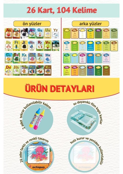 Sihirli Su Boyama Alfabe Kartları–eğitici Gelişim Kartları-Ingilizce 3+ Yaş Çocuklar Için fırsatları