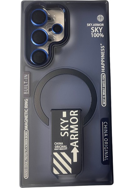 Sky Armor Kapak Galaxy S24 Ultra Kılıf Magsafe Şarj Özellikli Standlı – Lens Koruma