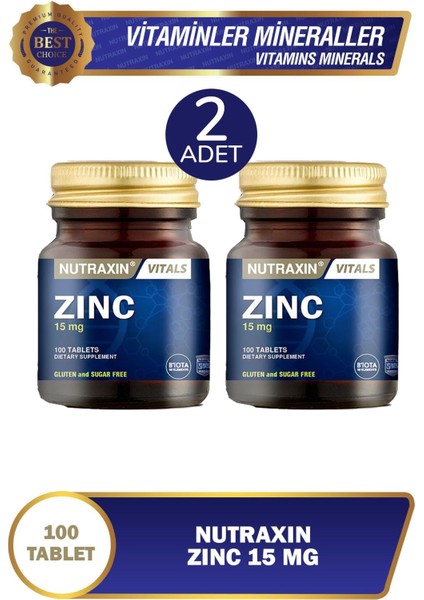Zinc 15 Mg 100 Tablet 2 Adet