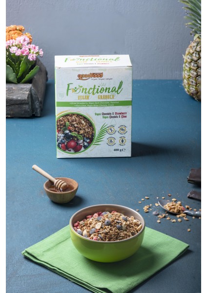 3'lu Paket Vegan Çikolata & Çilek Granola, 3x400 gr