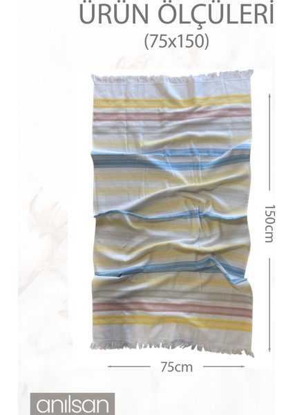 Sarı Kırmızı Çizgili Plaj Havlusu Pamuk 75 x 150