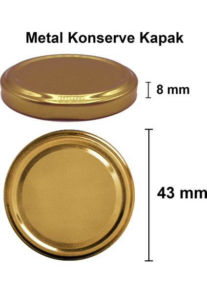 40 cc Kavanoz Metal Gold Konserve Kapaklı 40 ml Şeffaf Küçük Numune Cam Kavanoz 10 Adet