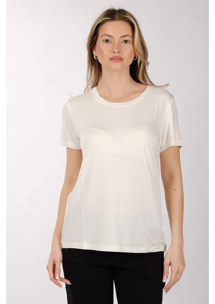 Kadın Oversize T-Shirt - Kısa Kol Yuvarlak Yaka Minimalist Günlük