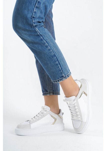 Loren Model Deri Bağcıklı Kalın Tabanlı Günlük Kadın Spor Ayakkabı Sneaker