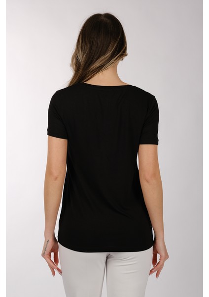 Daıdo Minimalist V Yaka Kısa Kol Kadın T-Shirt - Günlük Kullanım indirimleri