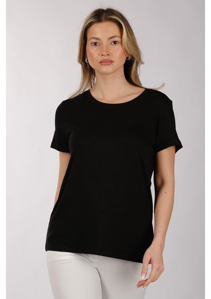 Kadın Oversize T-Shirt - Kısa Kol Yuvarlak Yaka Minimalist Günlük