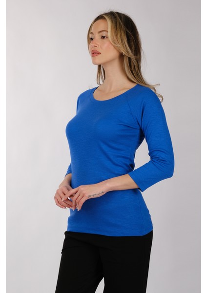 Minimalist 3/4 Kol Yuvarlak Yaka Kadın T-Shirt - Günlük Şıklık fırsatları