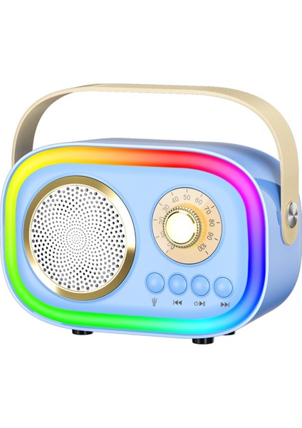 K5 2 Mikrofonlu Bluetooth Bağlantılı Karaoke Hoparlör 2025 Mavi