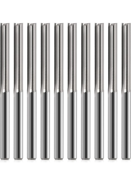 Cnc Iki Boyut Kesme Araçları Yönlendirici Bit 10 Adet 3.175MM 22 mm Iki Flüt Düz Yuva Uç Değirmen