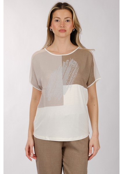 Oversize Minimalist Kadın T-Shirt - Kısa Kol Yuvarlak Yaka fiyatları