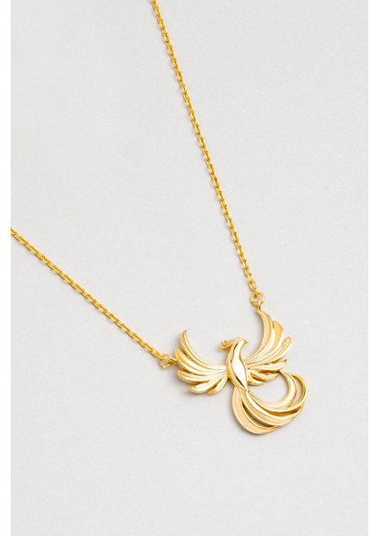 Anka Kuşu 18 Ayar Sarı Altın Kaplama 46 cm Gümüş Kolye modelleri