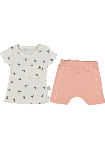 Kız 9/24 Ay Kelebek Baskılı Cepli Şortlu Takım