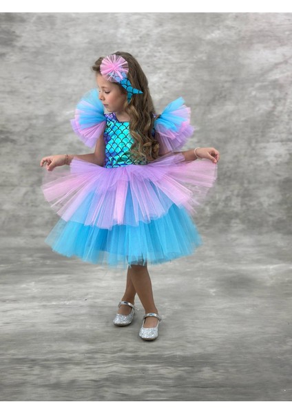 Pumpido Deniz Kızı Kısa Elbise Toka Set